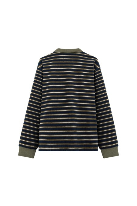 Striped Rugby Polo - Navy Blue Striped Rugby Polo - Navy Blue