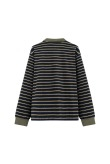 Striped Rugby Polo - Navy Blue