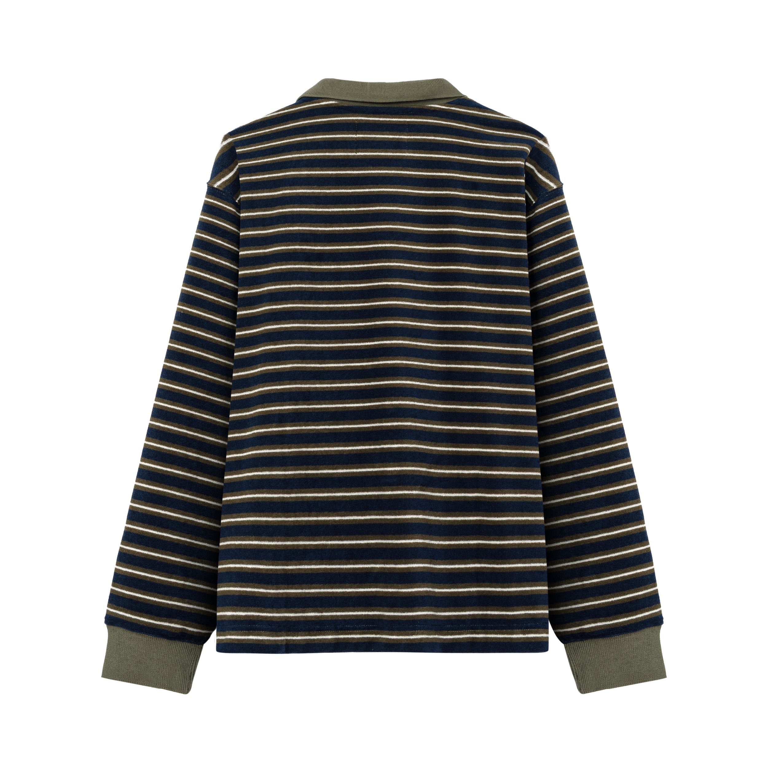 Striped Rugby Polo - Navy Blue
