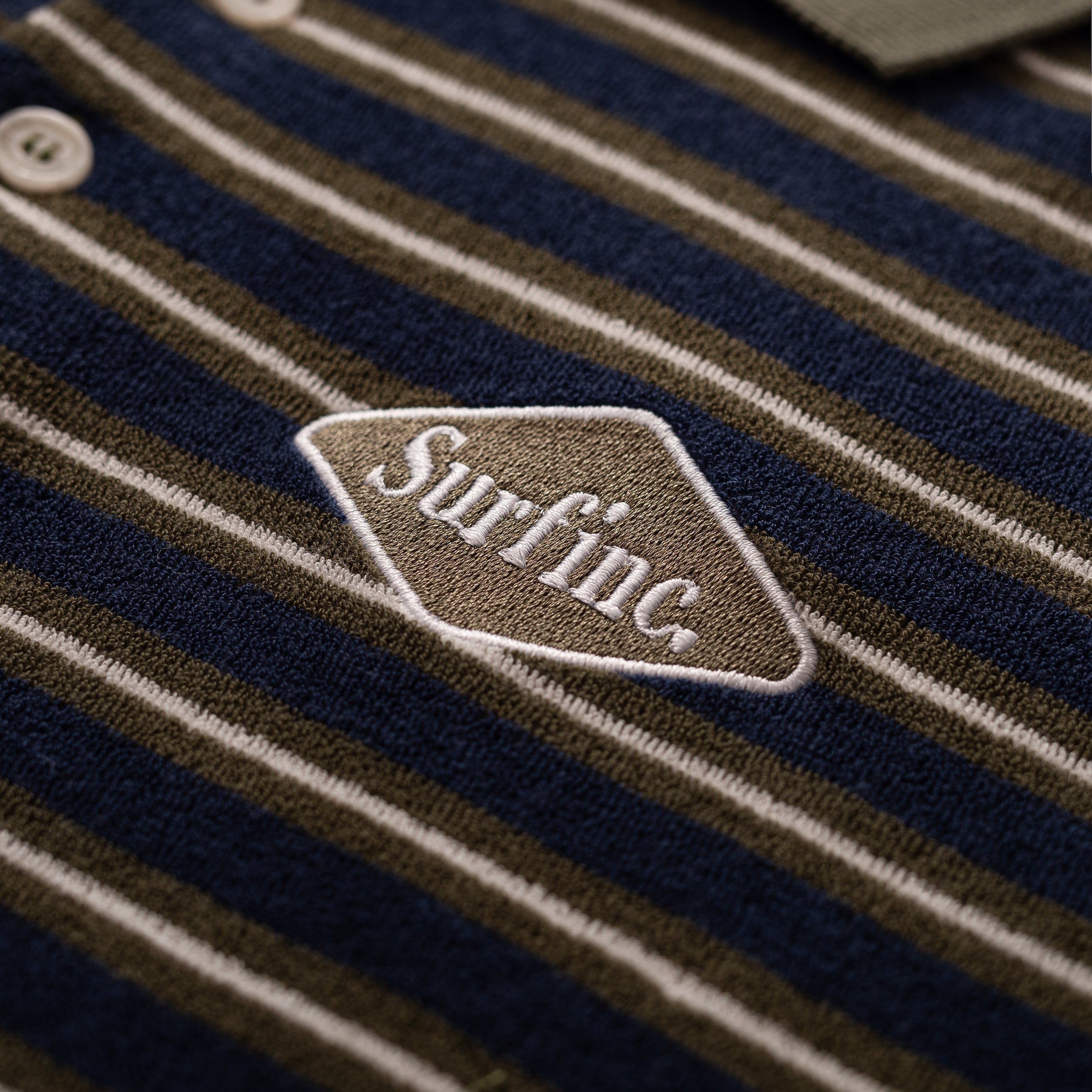 Striped Rugby Polo - Navy Blue