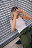 Stonewashed Rib Top - Vintage White Stonewashed Rib Top - Vintage White