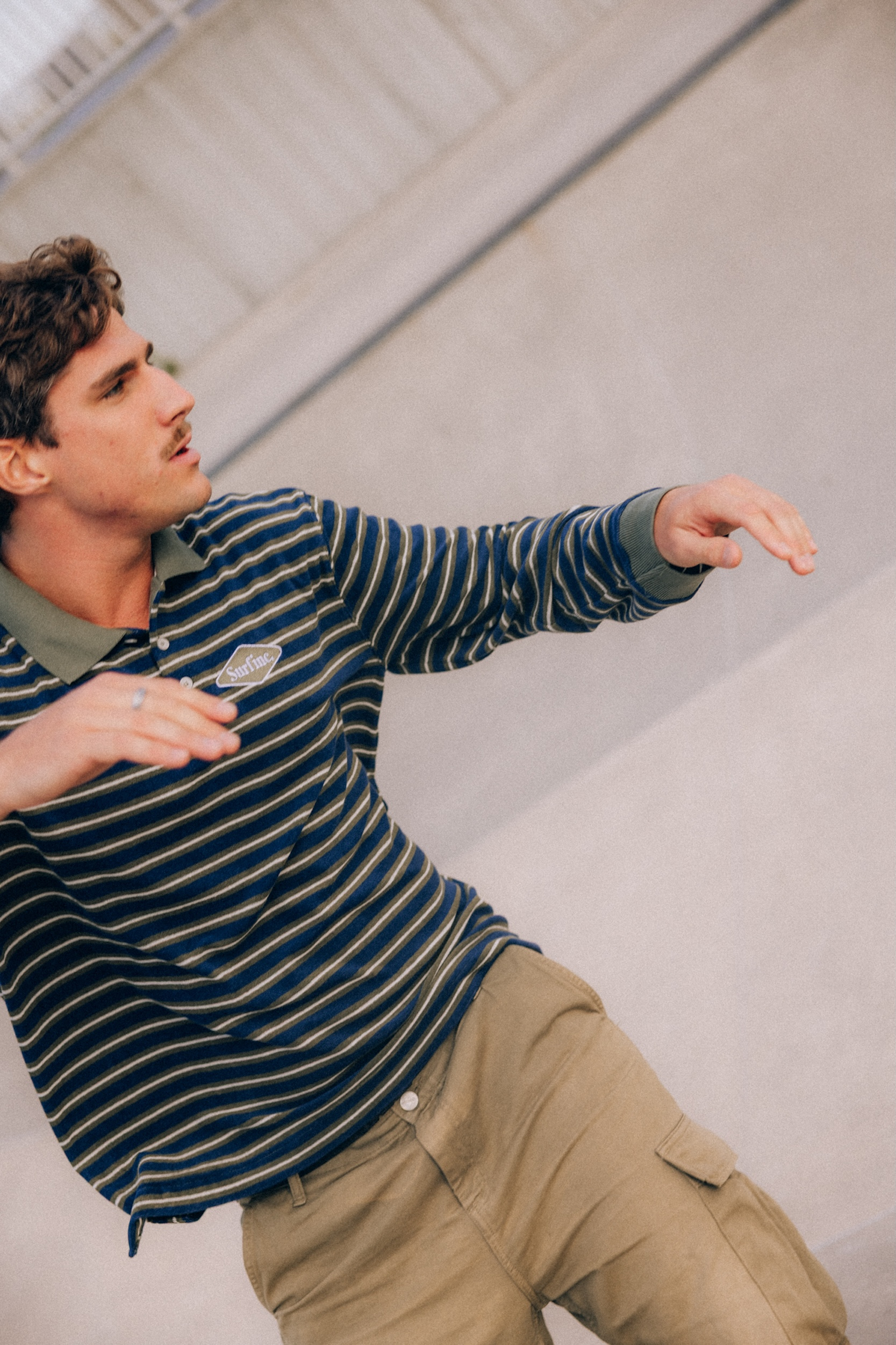 Striped Rugby Polo - Navy Blue Striped Rugby Polo - Navy Blue