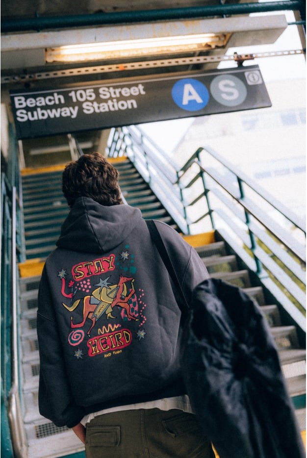 Stay Weird Hoodie - Stone Grey