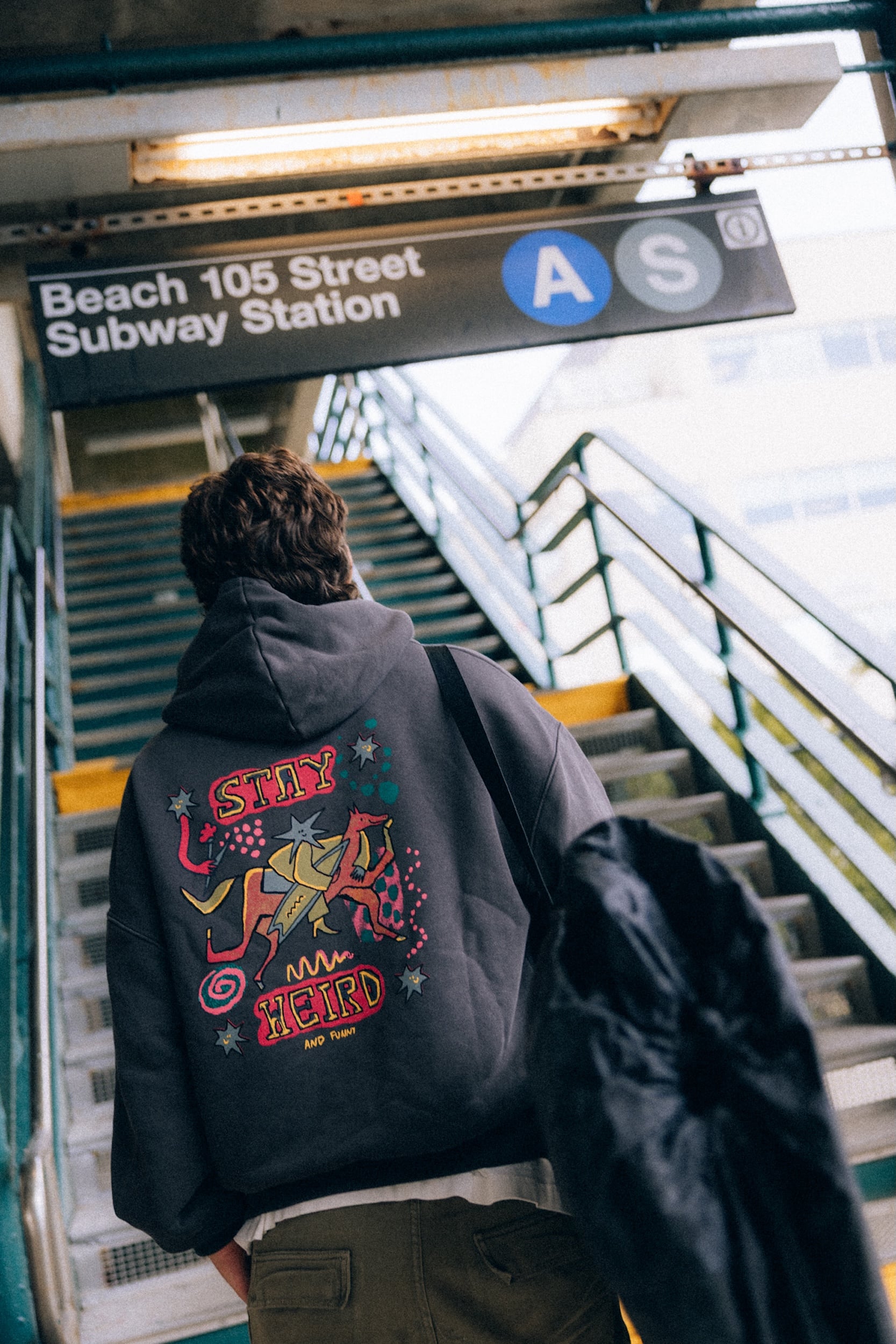 Stay Weird Hoodie - Stone Grey