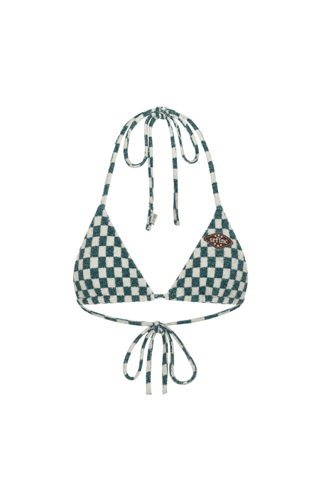 Checkered Soft Triangle Bra - White Sage Checkered Soft Triangle Bra - White Sage