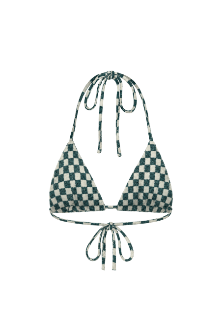 Checkered Soft Triangle Bra - White Sage Checkered Soft Triangle Bra - White Sage