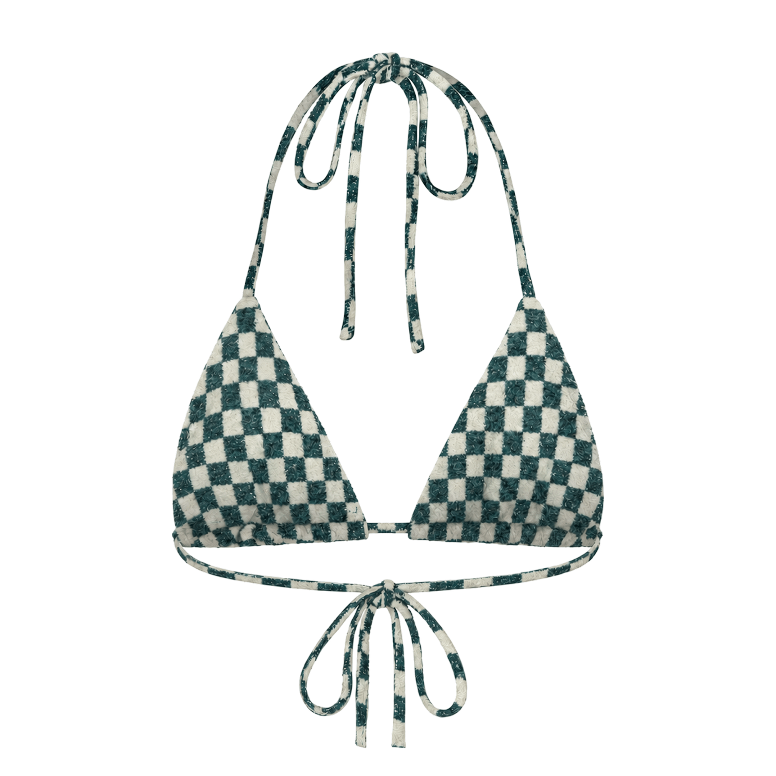 Checkered Soft Triangle Bra - White Sage Checkered Soft Triangle Bra - White Sage