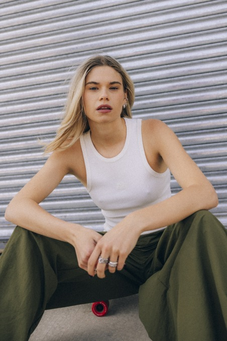 Stonewashed Rib Top - Vintage White Stonewashed Rib Top - Vintage White