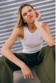Stonewashed Rib Top - Vintage White Stonewashed Rib Top - Vintage White