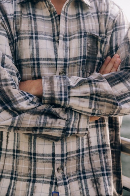 Checked & Decked Flannel Shirt - Stone Grey Checked & Decked Flannel Shirt - Stone Grey