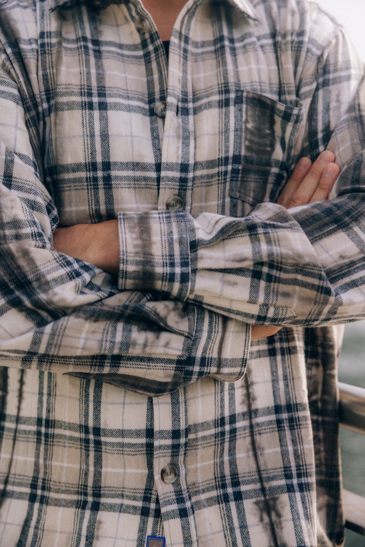 Checked & Decked Flannel Shirt - Stone Grey Checked & Decked Flannel Shirt - Stone Grey