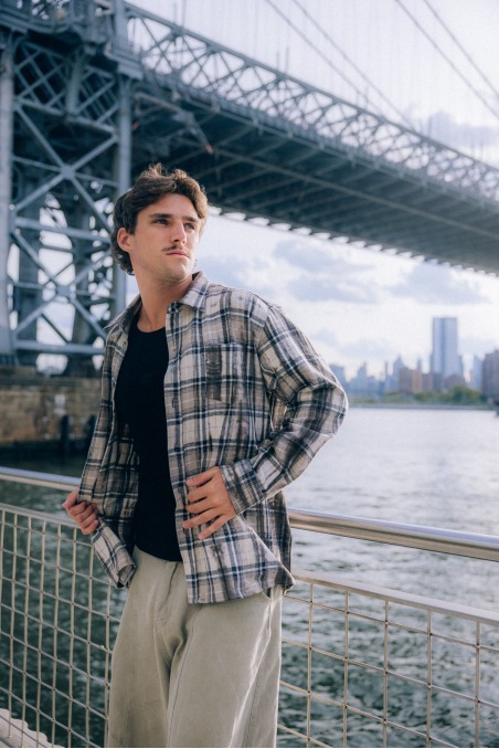Checked & Decked Flannel Shirt - Stone Grey Checked & Decked Flannel Shirt - Stone Grey