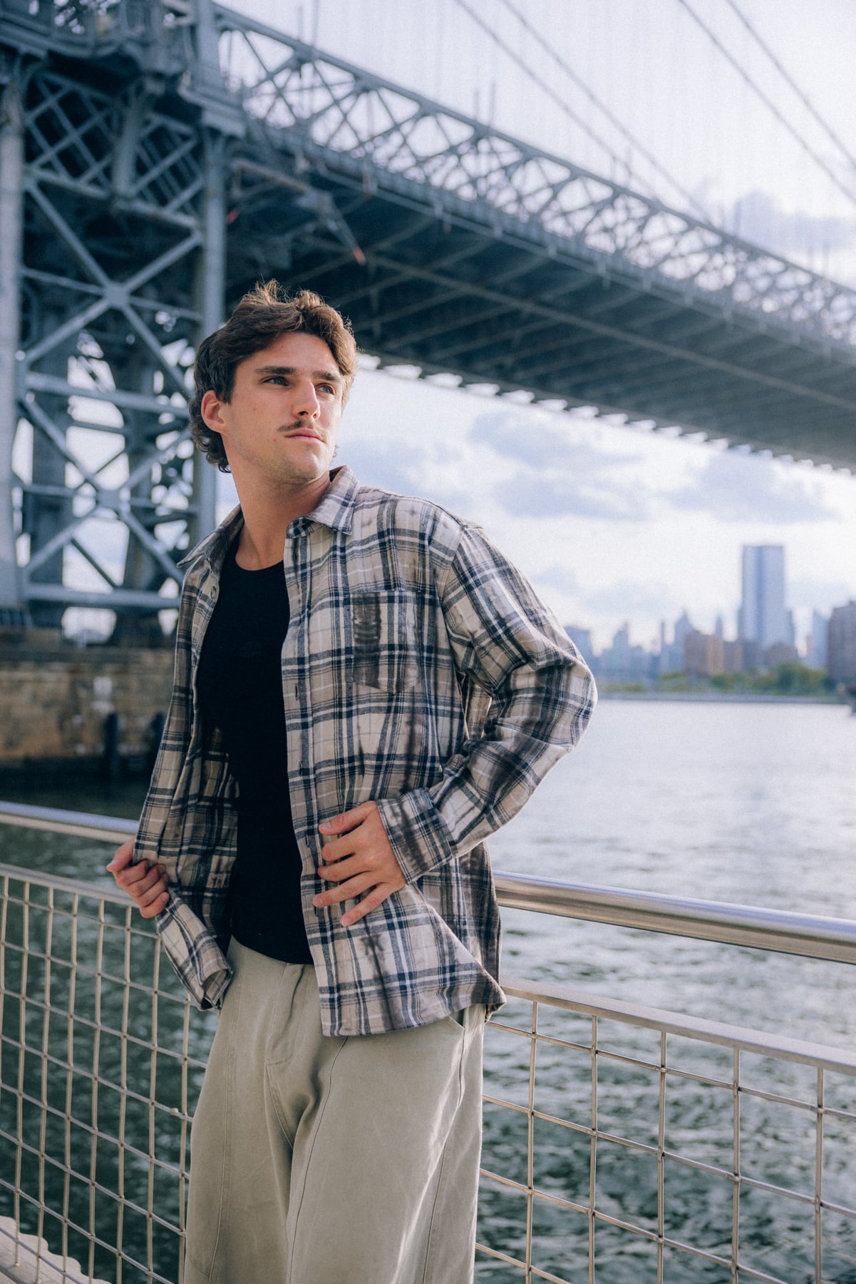 Checked & Decked Flannel Shirt - Stone Grey Checked & Decked Flannel Shirt - Stone Grey