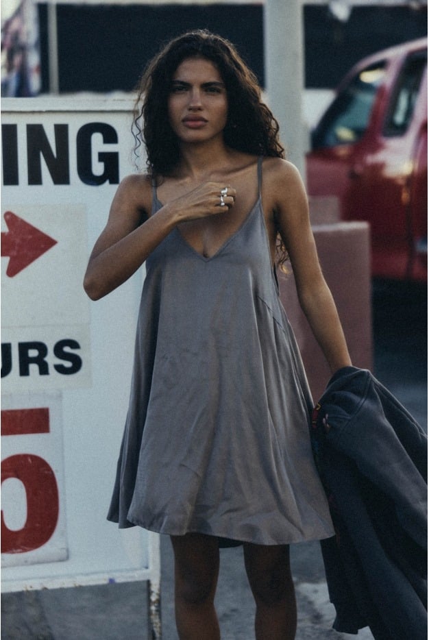 Cupro Ethereal Dress - Mokka