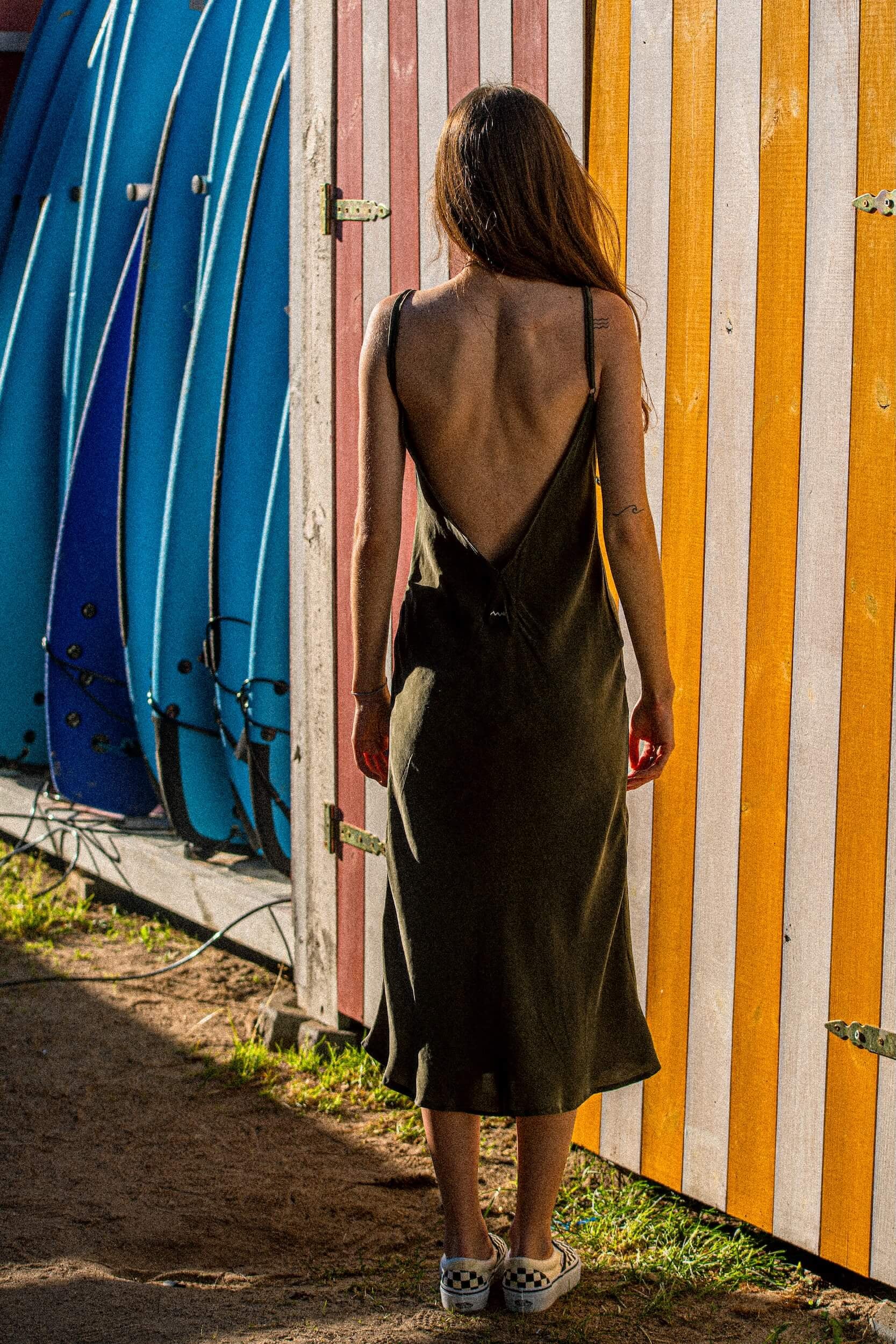 Cupro Midi Dress - Olive