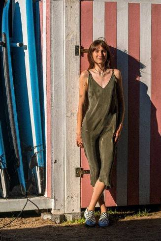 Cupro Midi Dress - Olive