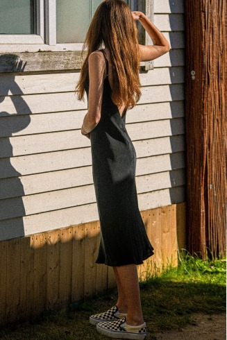 Cupro Midi Dress - Space Black