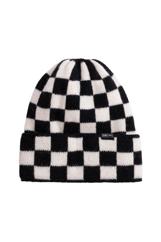 Checkered Folded Beanie -...