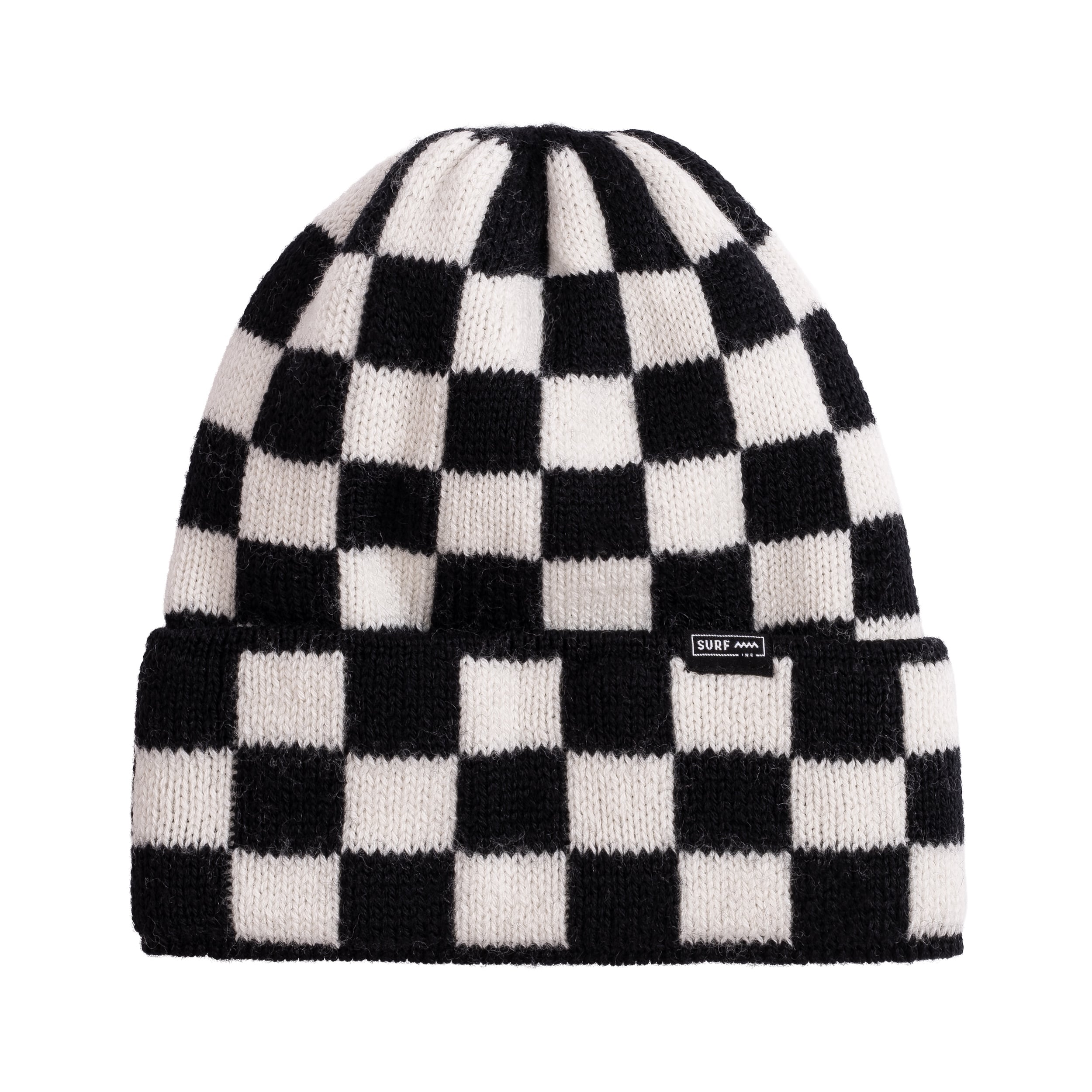 Checkered Folded Beanie - Space Black & Vintage White Checkered Folded Beanie - Space Black & Vintage White