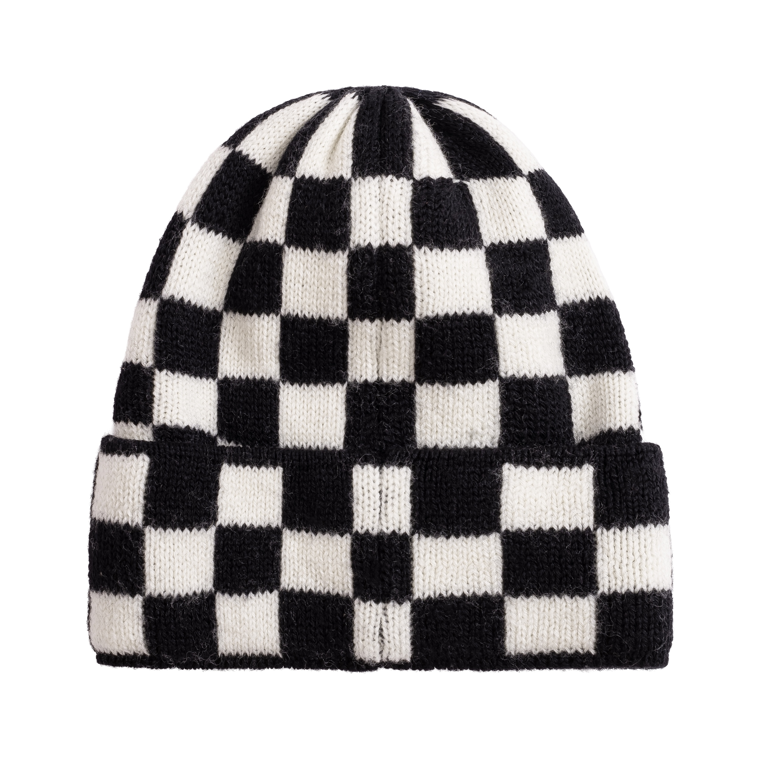 Checkered Folded Beanie - Space Black & Vintage White Checkered Folded Beanie - Space Black & Vintage White