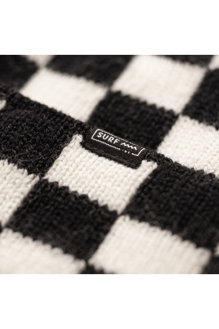 Checkered Folded Beanie - Space Black & Vintage White Checkered Folded Beanie - Space Black & Vintage White