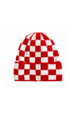 Checkered Folded Beanie - Formula Red & Vintage White Checkered Folded Beanie - Formula Red & Vintage White