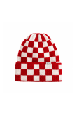 Checkered Folded Beanie - Formula Red & Vintage White Checkered Folded Beanie - Formula Red & Vintage White