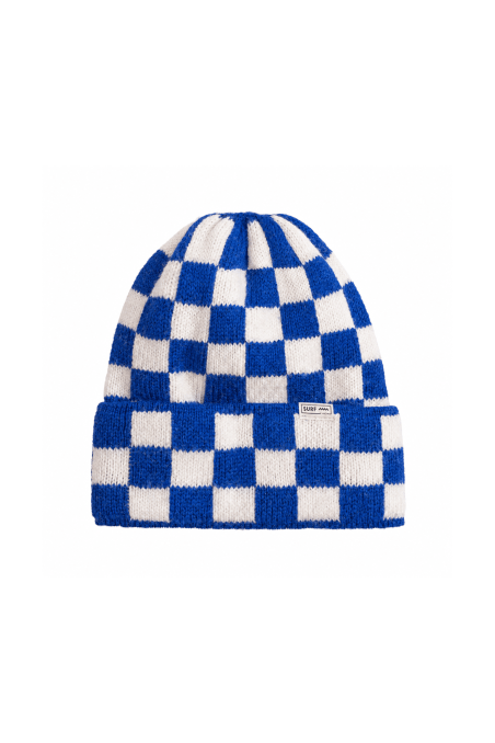 Checkered Folded Beanie - Cobalt Haze & Vintage White - Beanies Checkered Folded Beanie - Cobalt Haze & Vintage White - Beanies
