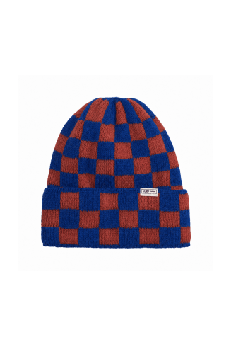 Checkered Folded Beanie - Cobalt Haze & Rusty - Beanie Mutsen