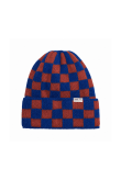 Checkered Folded Beanie - Cobalt Haze & Rusty - Beanie Mutsen
