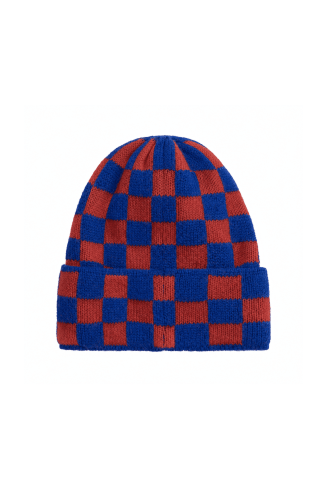 Checkered Folded Beanie -...