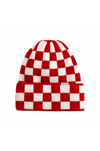 Checkered Folded Beanie -...