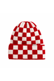 Checkered Folded Beanie - Formula Red & Vintage White - Gorros