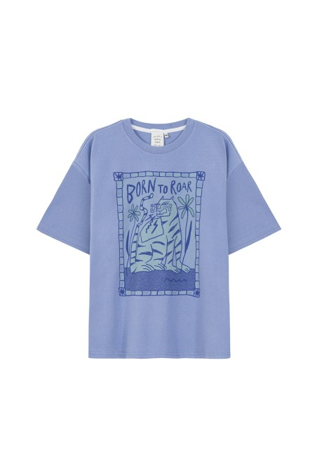 Born To Roar Box Tee - Denim Blue - T-Shirts Born To Roar Box Tee - Denim Blue - T-Shirts