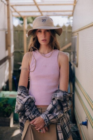 Stonewashed Rib Top - Pink Kush - Tops