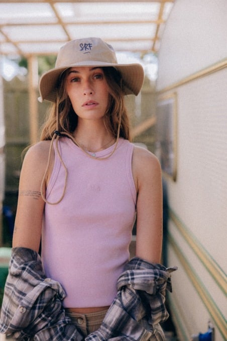 Stonewashed Rib Top - Pink Kush - Tops Stonewashed Rib Top - Pink Kush - Tops