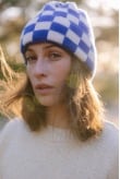 Checkered Folded Beanie - Cobalt Haze & Vintage White - Beanies Checkered Folded Beanie - Cobalt Haze & Vintage White - Beanies