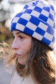 Checkered Folded Beanie - Cobalt Haze & Vintage White - Beanies Checkered Folded Beanie - Cobalt Haze & Vintage White - Beanies