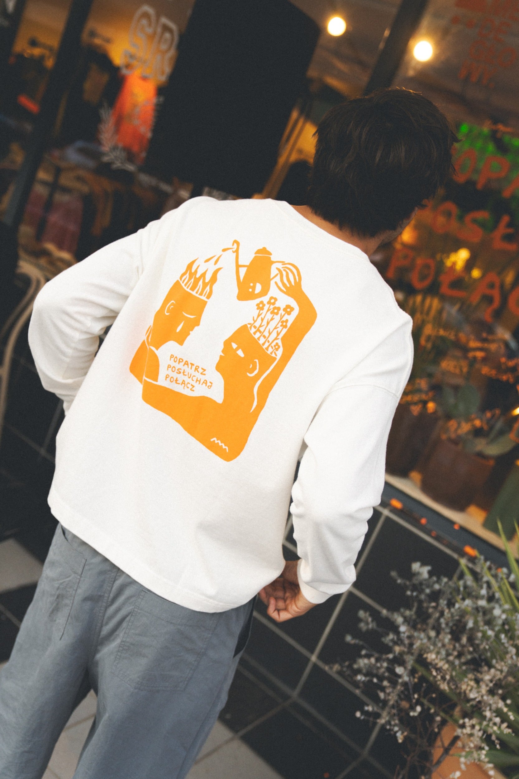Młode Głowy LS - Vintage White - Manga larga