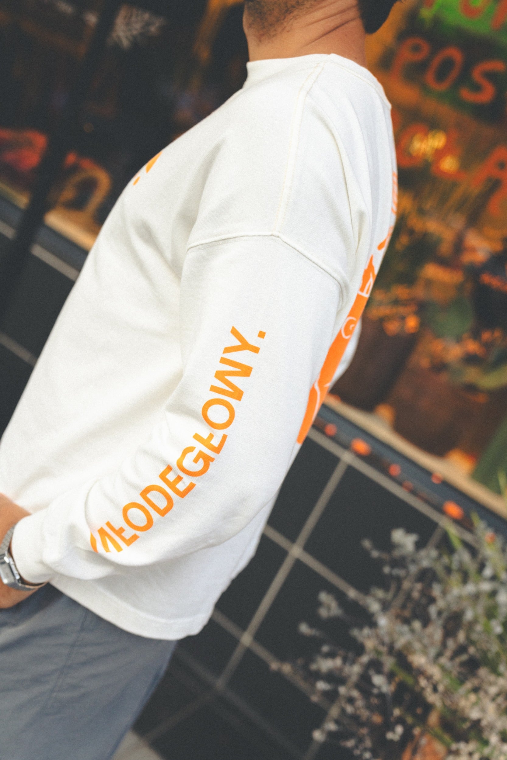 Młode Głowy LS - Vintage White - Manga larga