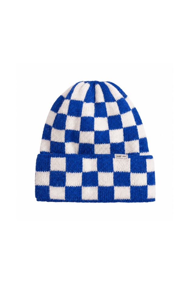 Checkered Folded Beanie - Cobalt Haze & Vintage White - Beanie Mutsen Checkered Folded Beanie - Cobalt Haze & Vintage White - Beanie Mutsen