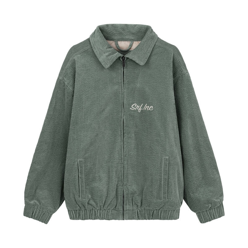 Cord Baseball Jacket - White Sage