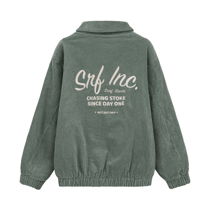 Cord Baseball Jacket - White Sage