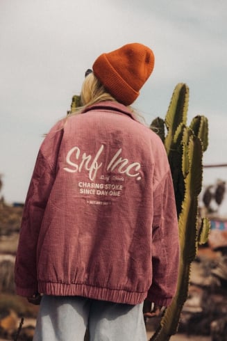 Cord Baseball Jacket - Raspberry Punch