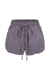 Stone Washed Linen Shorts - Purple