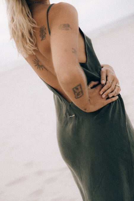 Twisted Ankle Dress - Olive Twisted Ankle Dress - Olive
