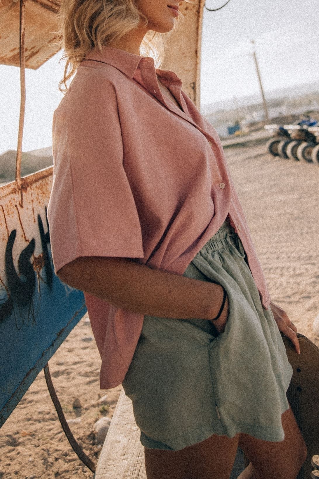 Seafoam Linen Shorts