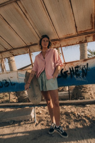 Seafoam Linen Shorts