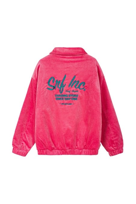 Cord Baseball Jacket - Deep Pink Cord Baseball Jacket - Deep Pink