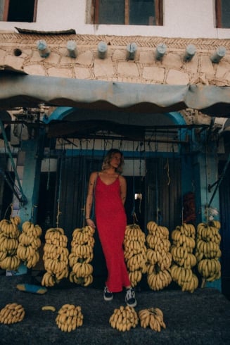 Twisted Ankle Dress - Red